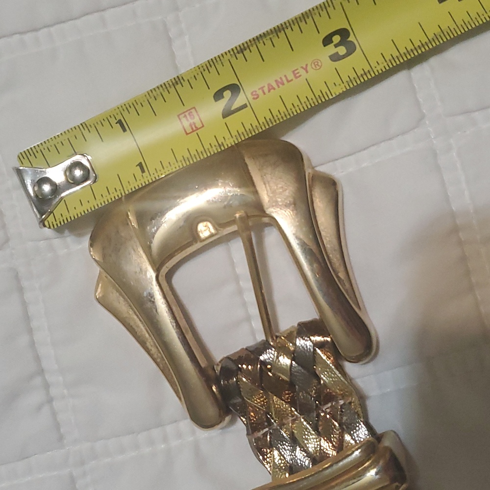 Woven Metallic Gold Women’s Belt - Picture 4 of 4